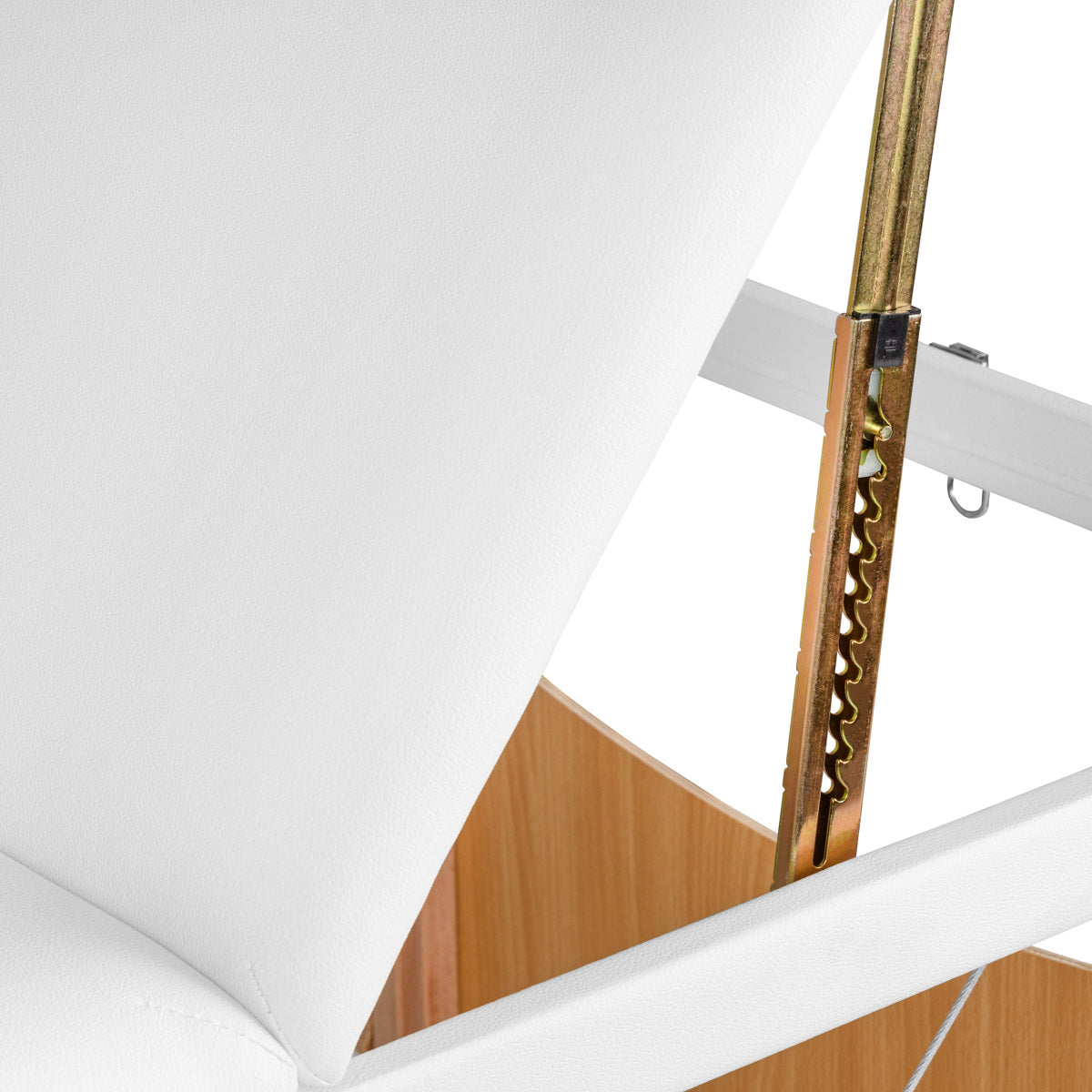 White BALANCE wooden folding massage table with 3 segments, 190x70cm, designed for professional massage therapy.