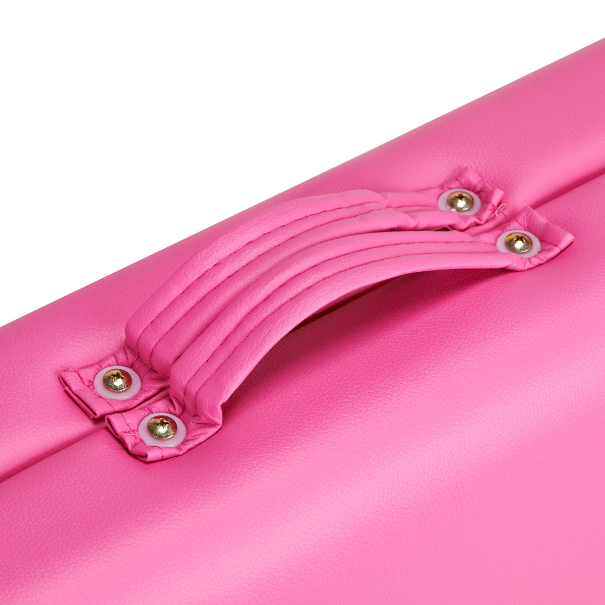 BALANCE wooden folding massage table with pink and black upholstery, featuring two adjustable segments for professional massage therapy.