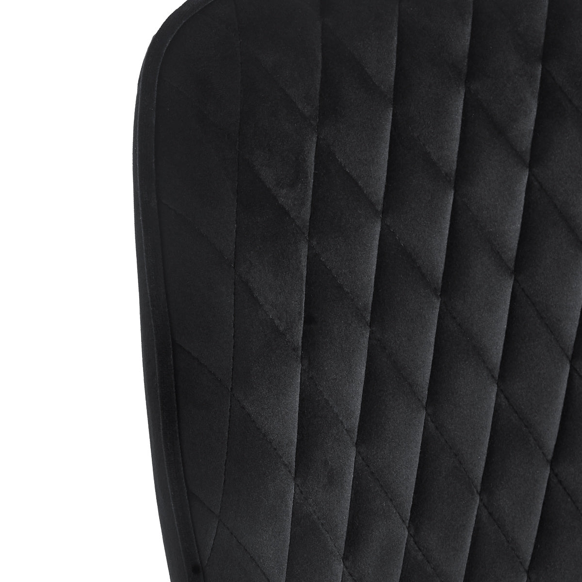 4RICO Vetro black velour chair with stitched backrest and black metal legs