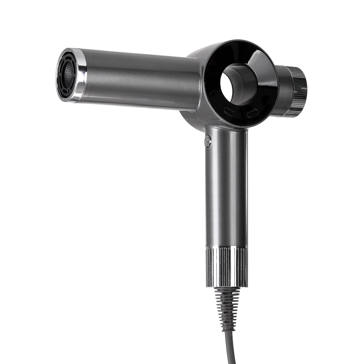 Kessner JET2 professional hair dryer with 2200W power, black and silver design, featuring a concentrator nozzle attached.