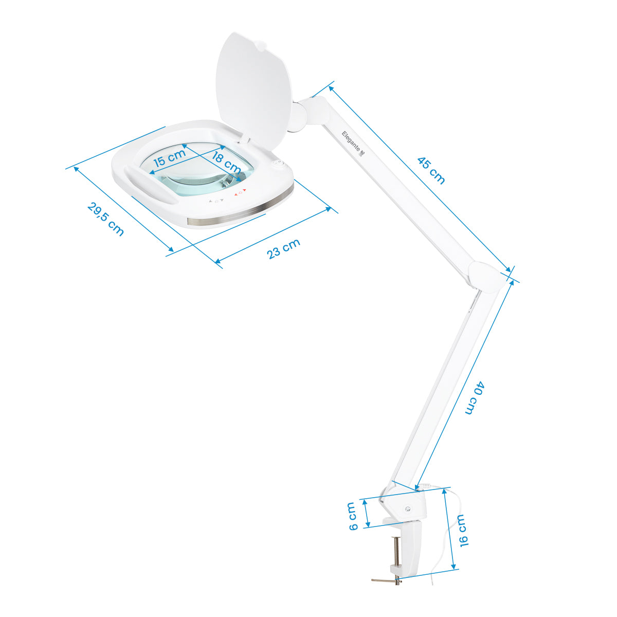 Elegante 6030 professional magnifying lamp with tabletop clamp mount