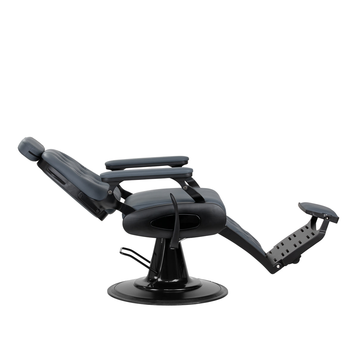 Gabbiano Barber's Chair Gabbiano Francesco Graphite with black base, luxurious ergonomic design for professional barbershops.