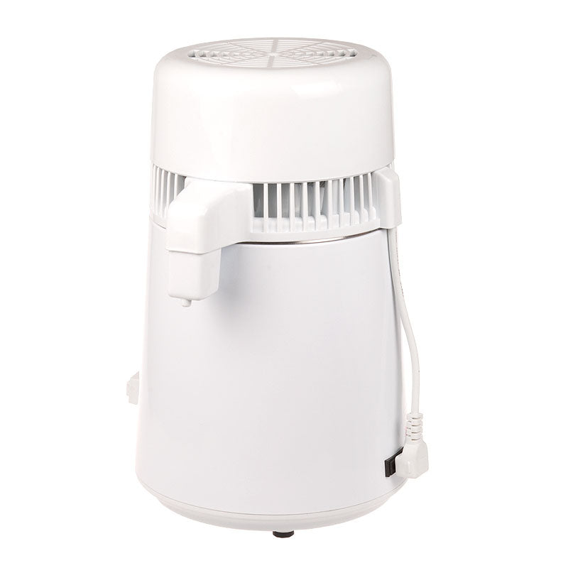Electrical water distiller SUN 4L 750W by Beauty System, showing the compact white appliance with control panel and glass collection container.