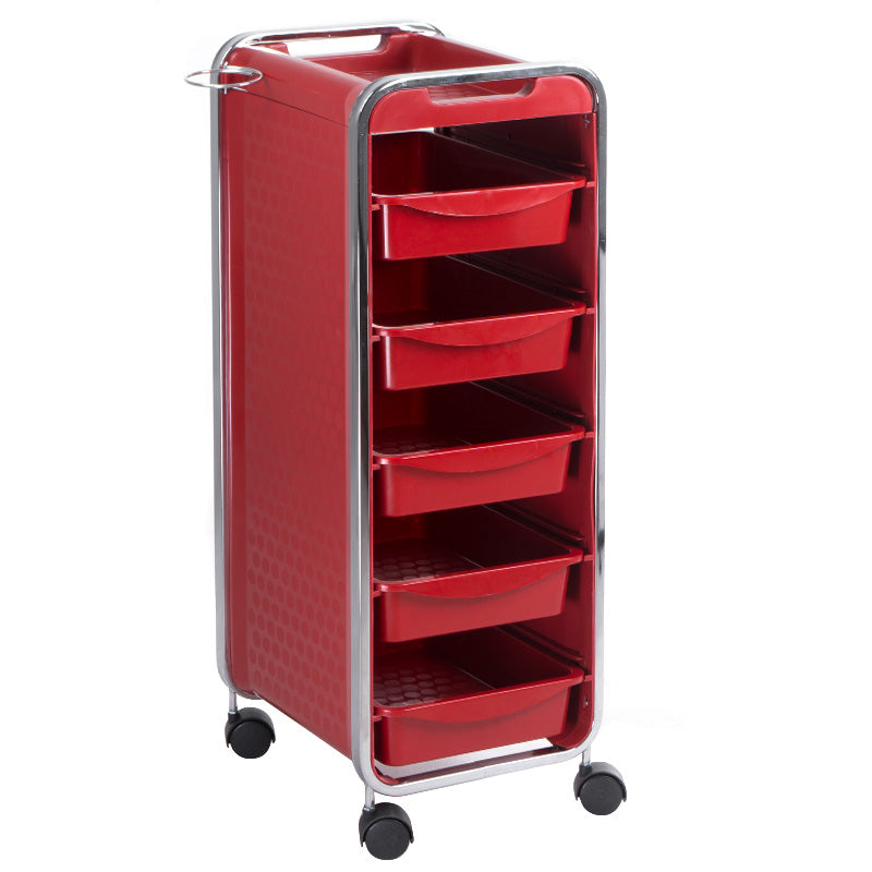 Red Hairdressing Assistant NG-ST005 by Beauty System with professional tools and accessories for salon styling.