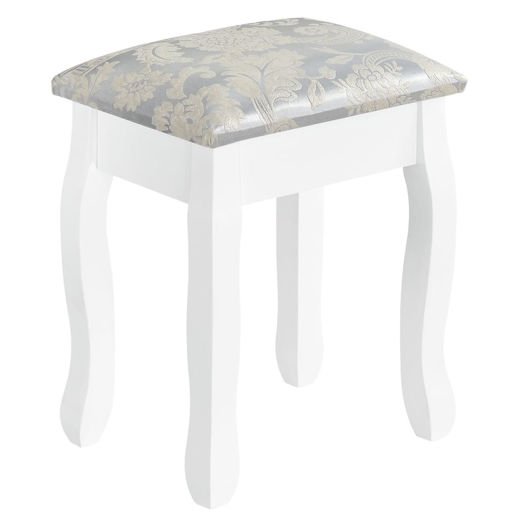 EMMA White Vanity Table with 3 Mirrors, 4 Drawers & Stool - BVShop