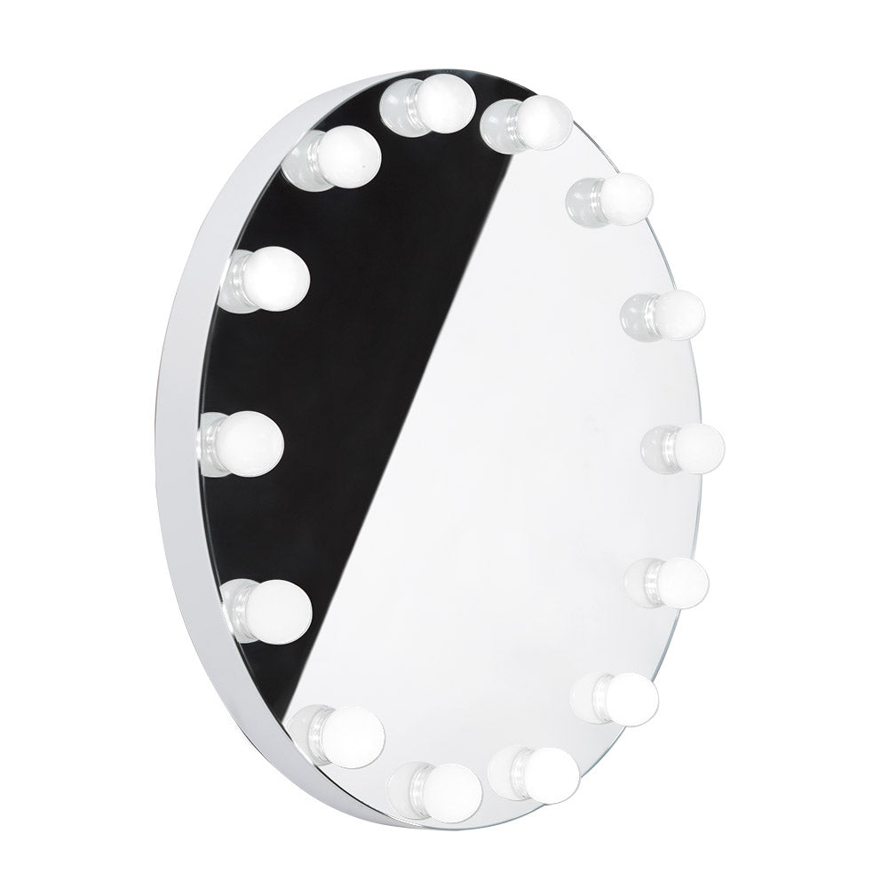 Beauty System Hollywood LED round makeup mirror with 50cm diameter, illuminated, sleek design, perfect for detailed beauty application.