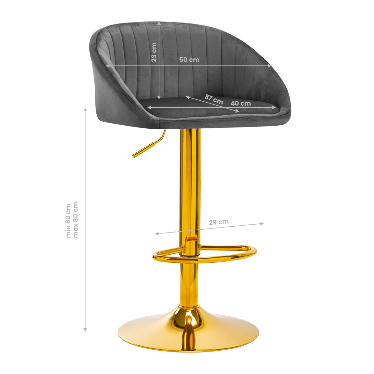 4Rico Bar Hocker QS-B16G velvet gray - BVShop