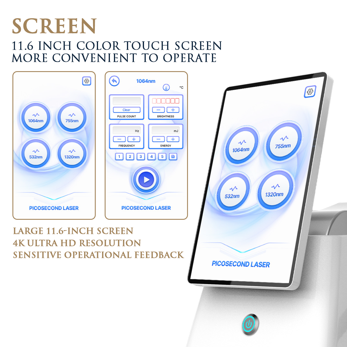 Skin Monarch Picosecond tattoo removal laser machine with 1500W power, showing the device and control panel.