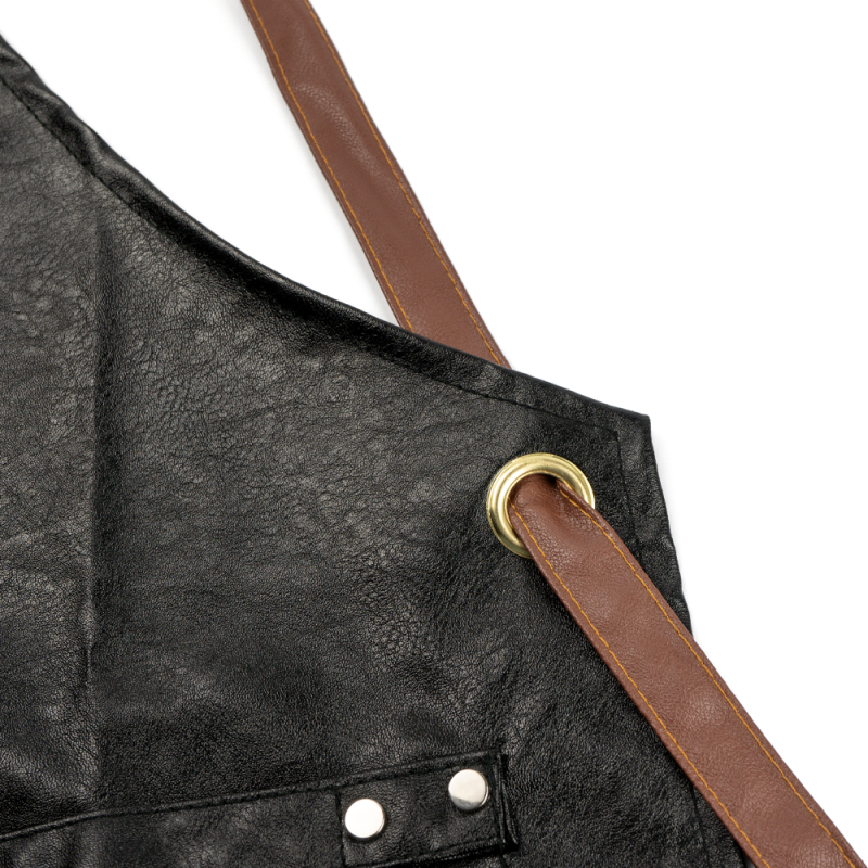 Unistar protective faux leather tattoo apron in black