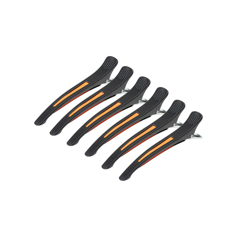 Clamps hairdressing clips for hair e-13 6 pcs 11.5 cm mix neon - BVShop