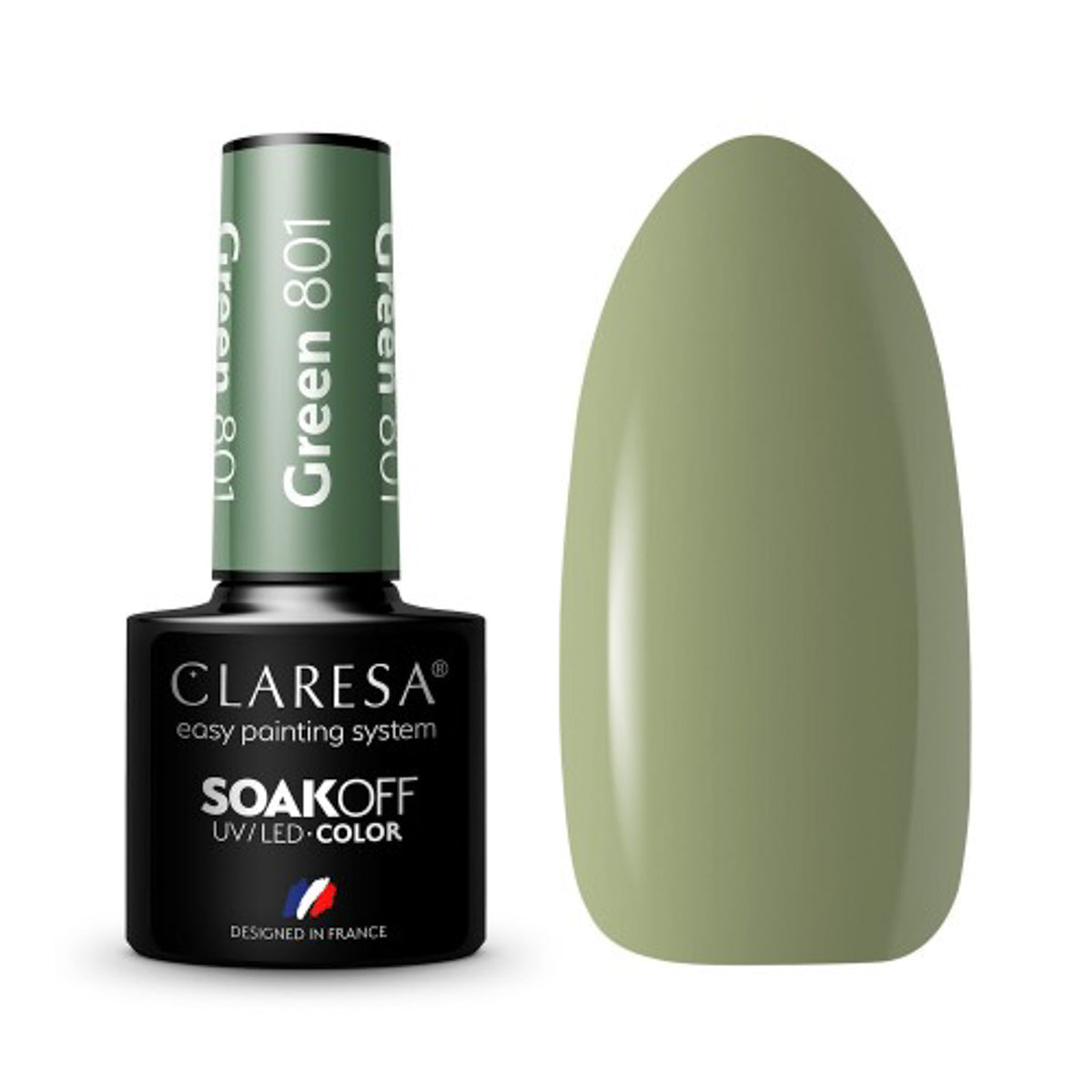 CLARESA Hybrid polish GREEN 801 -5g - BVShop