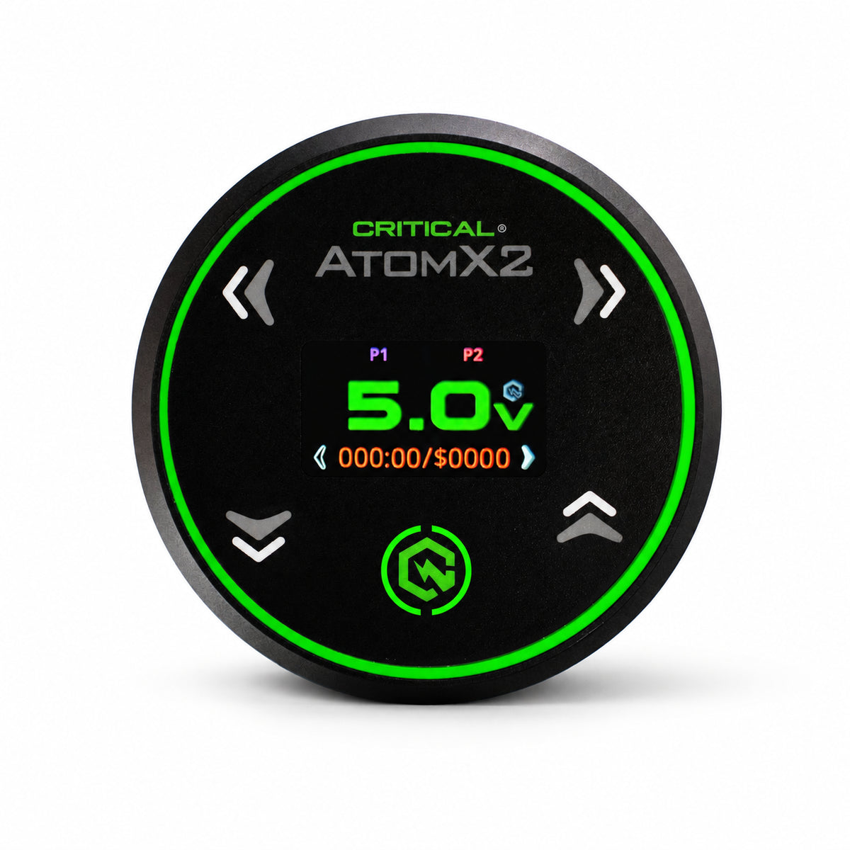 Critical Tattoo Atom X2 Fonte De Alimentação Preta — vista frontal