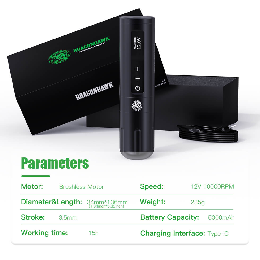 Dragonhawk Mast X10 Wireless Tattoo Pen - BVShop