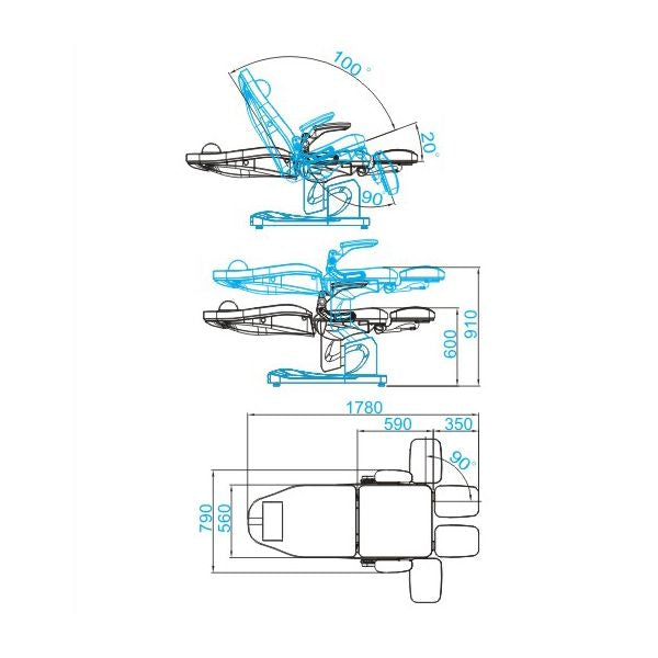 Electro podiatry chair azzurro 709a 3 strong white - BVShop