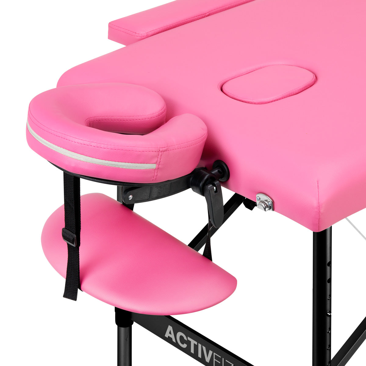 Folding massage table aluminum Activ Fizjo comfort 2 segment pink black aluminum - BVShop
