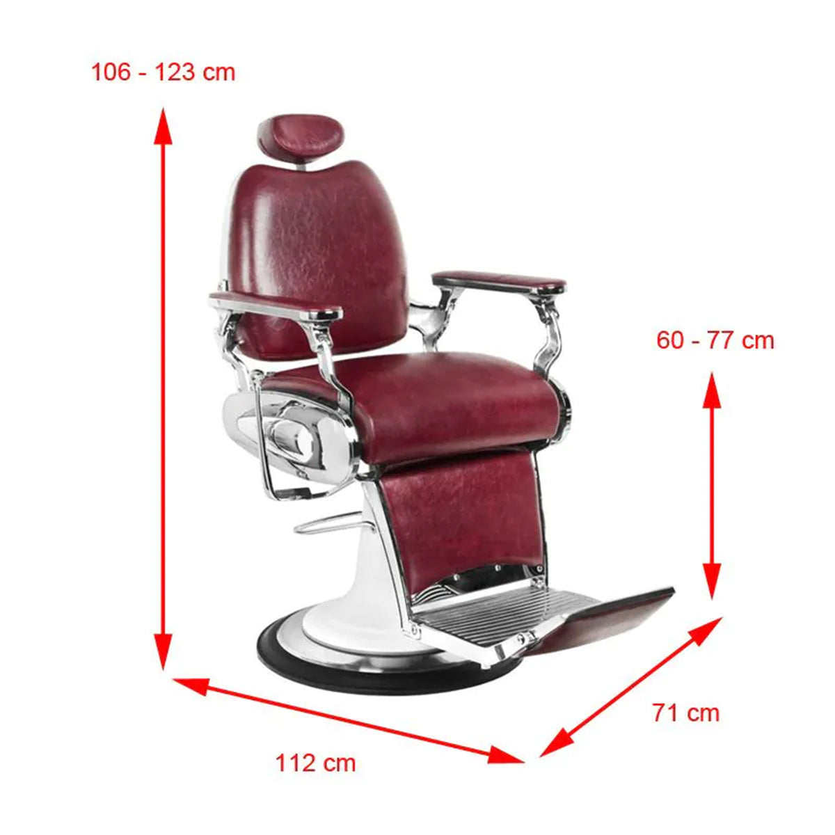 Gabbiano barber armchair moto style burgundy - BVShop