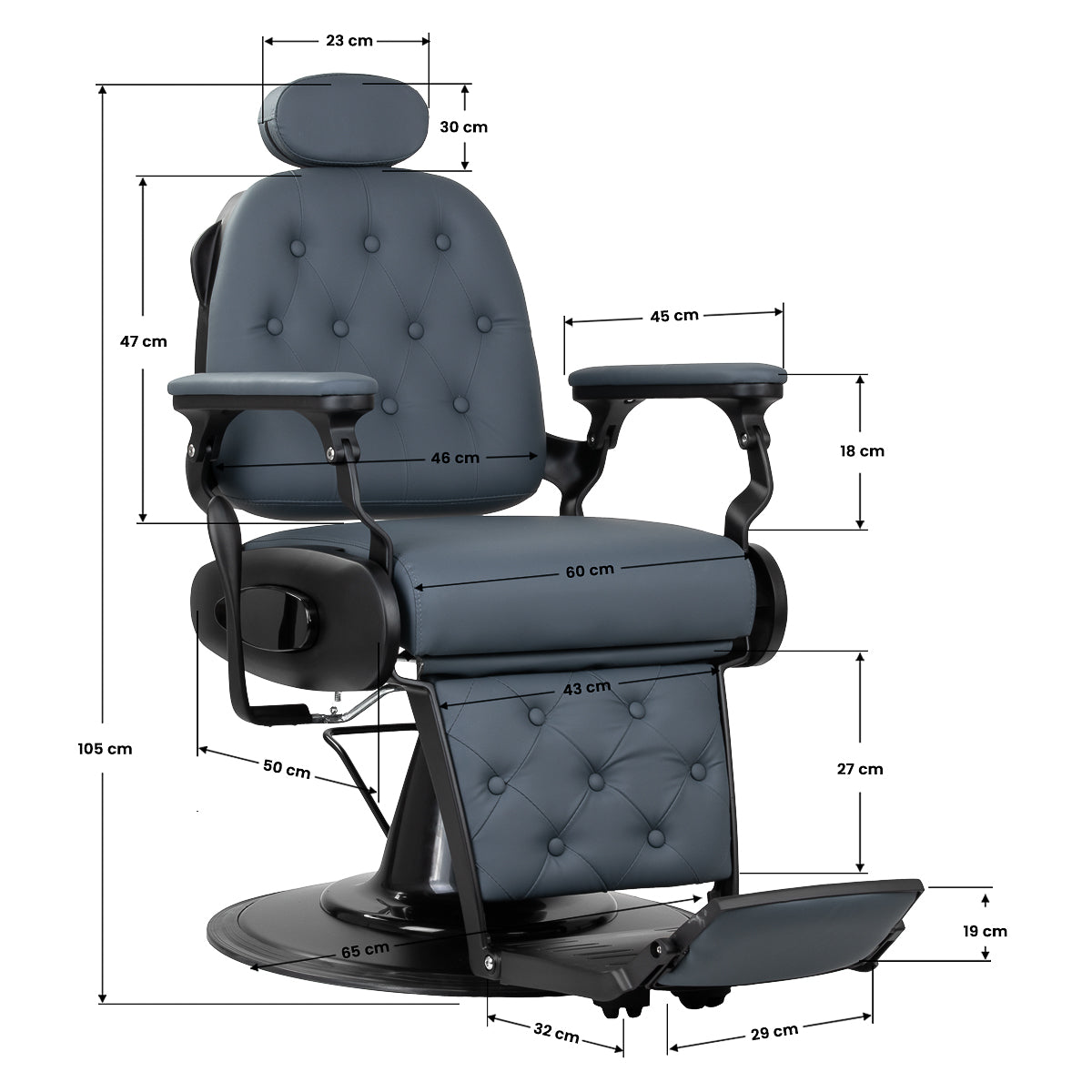 Gabbiano barber chair Francesco Black graphite - BVShop