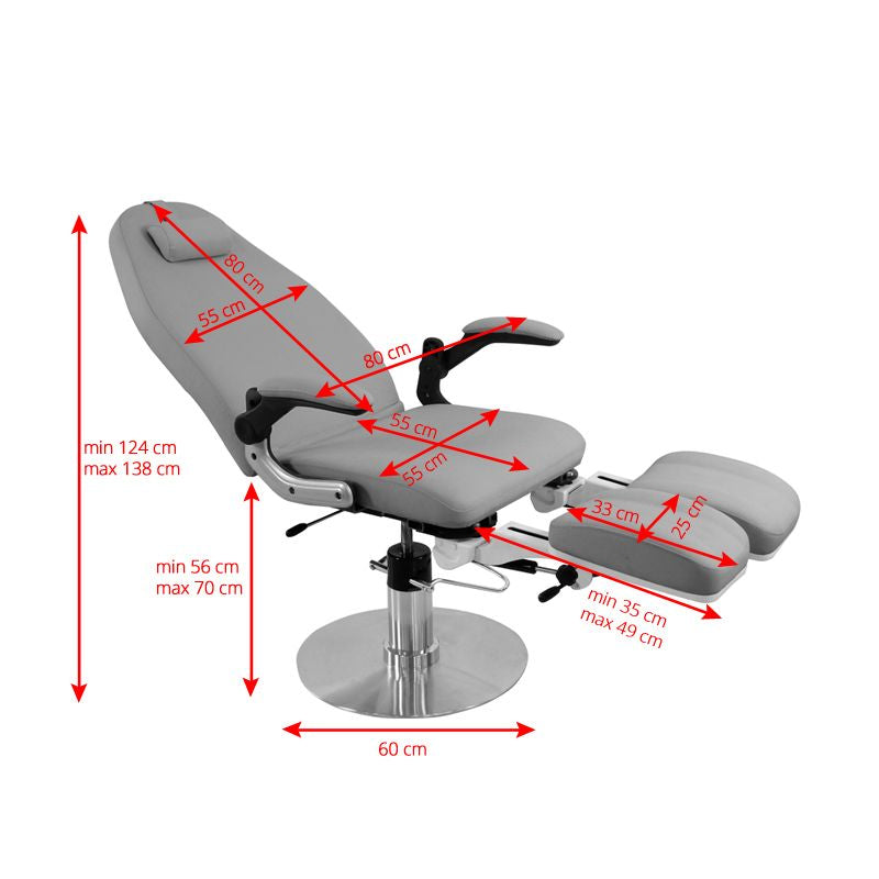Hydraulic podiatry chair azzurro 713a gray - BVShop