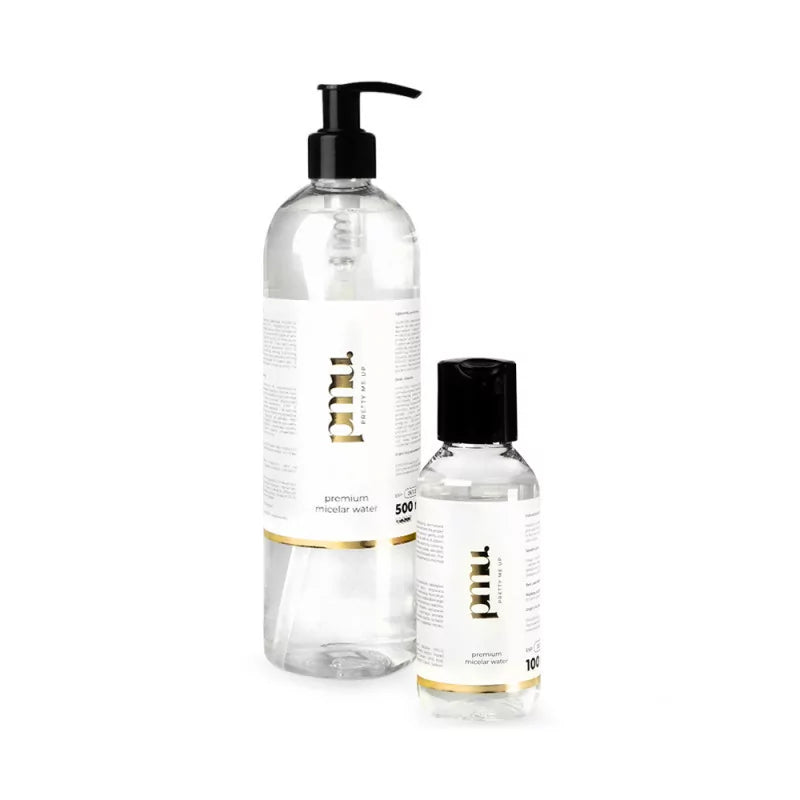 Kwadron Pretty Me Up 3 Step Micellar Water in 100ml and 500ml bottles, gentle makeup remover and skin cleanser