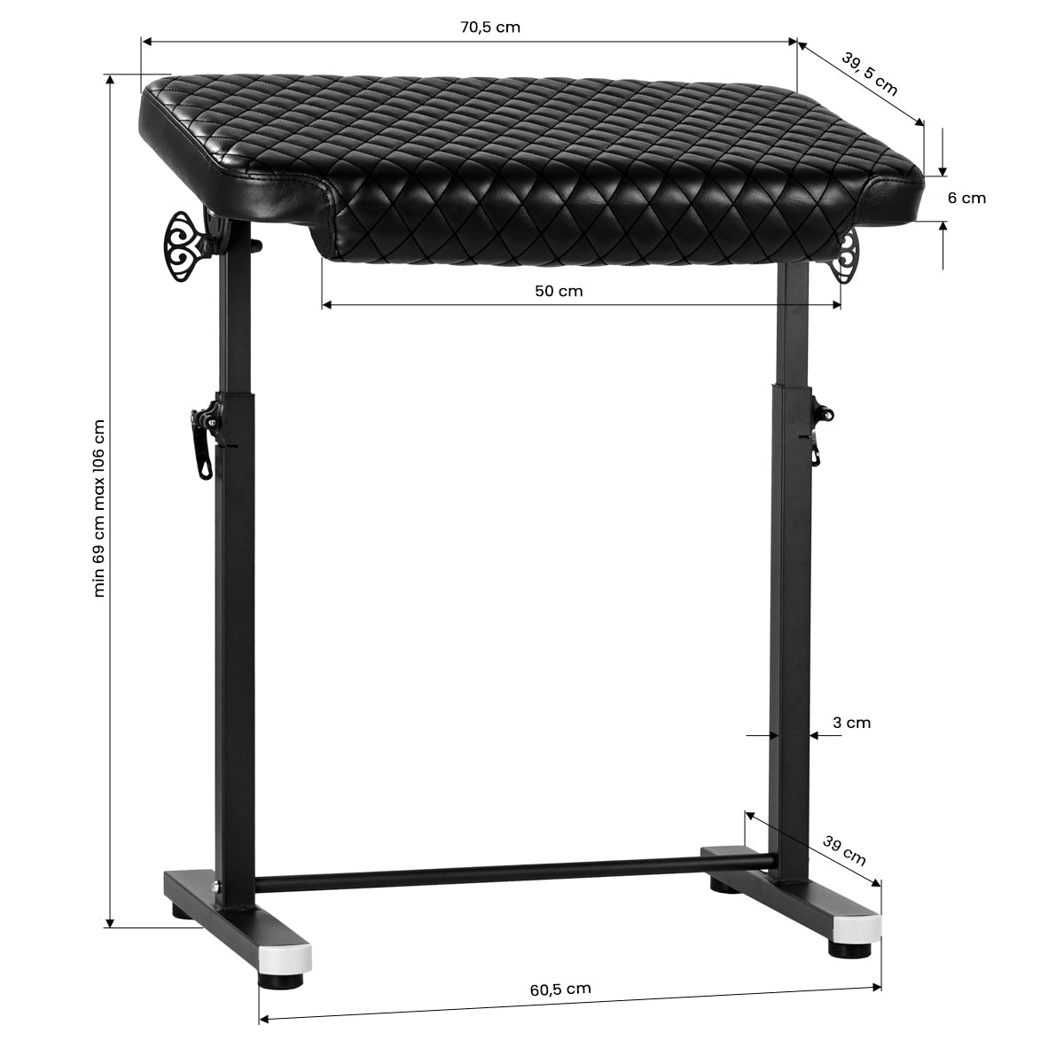 Pro Ink 718 Tattoo Armrest Black Quilted B - BVShop