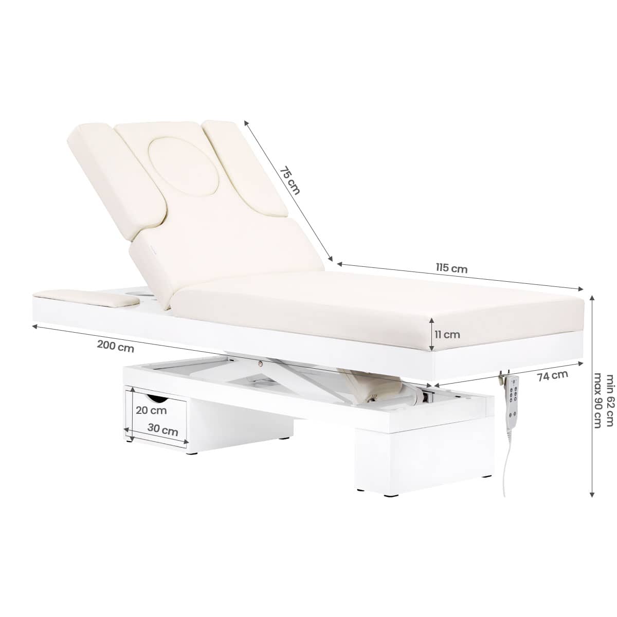 Spa cosmetic couch azzurro 815b in shiny white - BVShop