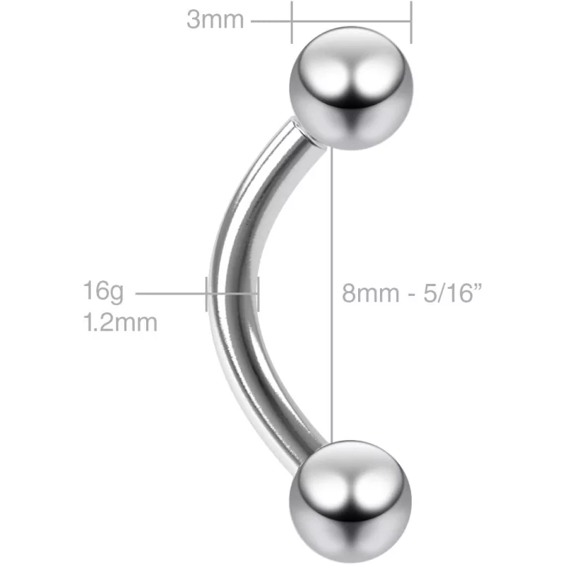 Labret Curvo de Titânio Push In