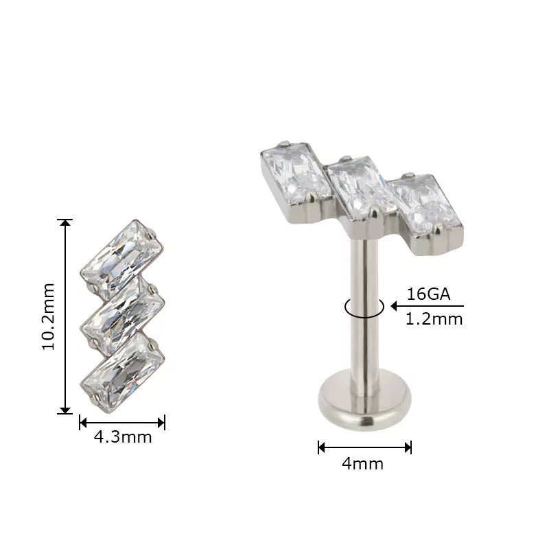 Pontas de Anel de Titânio 3 Moldura Retangular