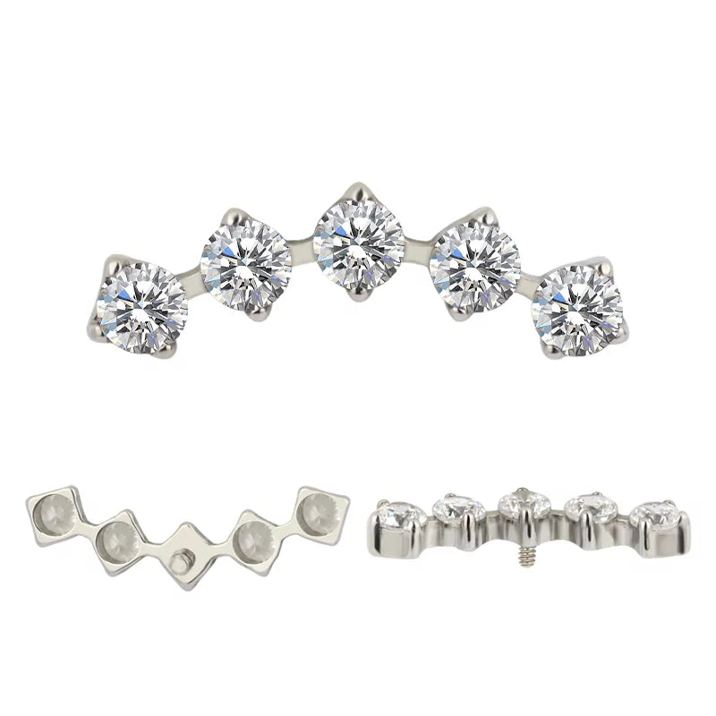 Ponta de Anel de Titânio 5 Garras com Zircónia em Bisel