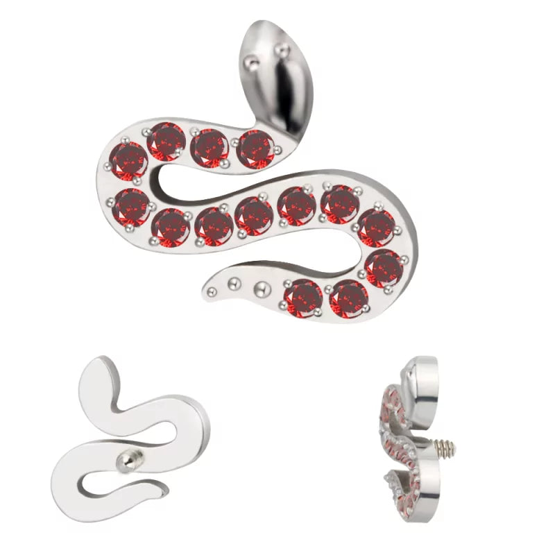 Ponteiras de Anel em Titânio com Cobra Pavimentada