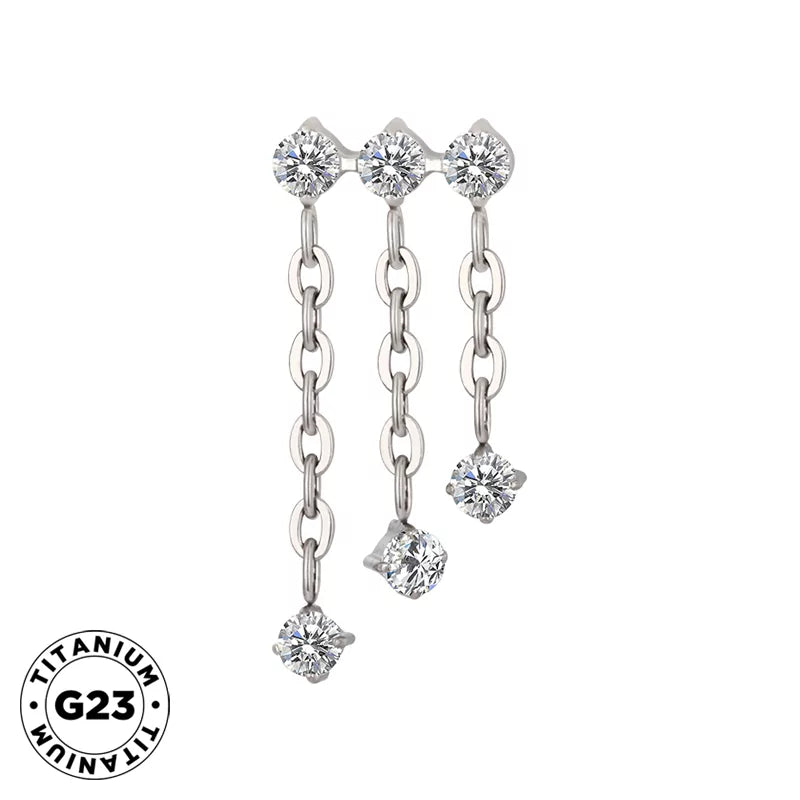 Pingente de Corrente com Triplo Anel em Titânio