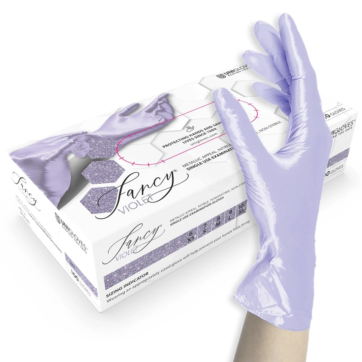 UNIGLOVES Fancy Nitrile Gloves Violet 100pcs XS/S/M - BVShop