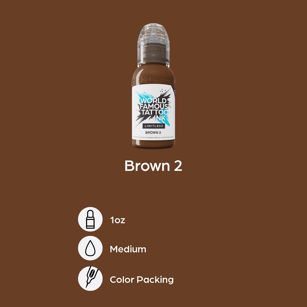 World Famous Limitless Tattoo Ink Brown 2 30ml - BVShop