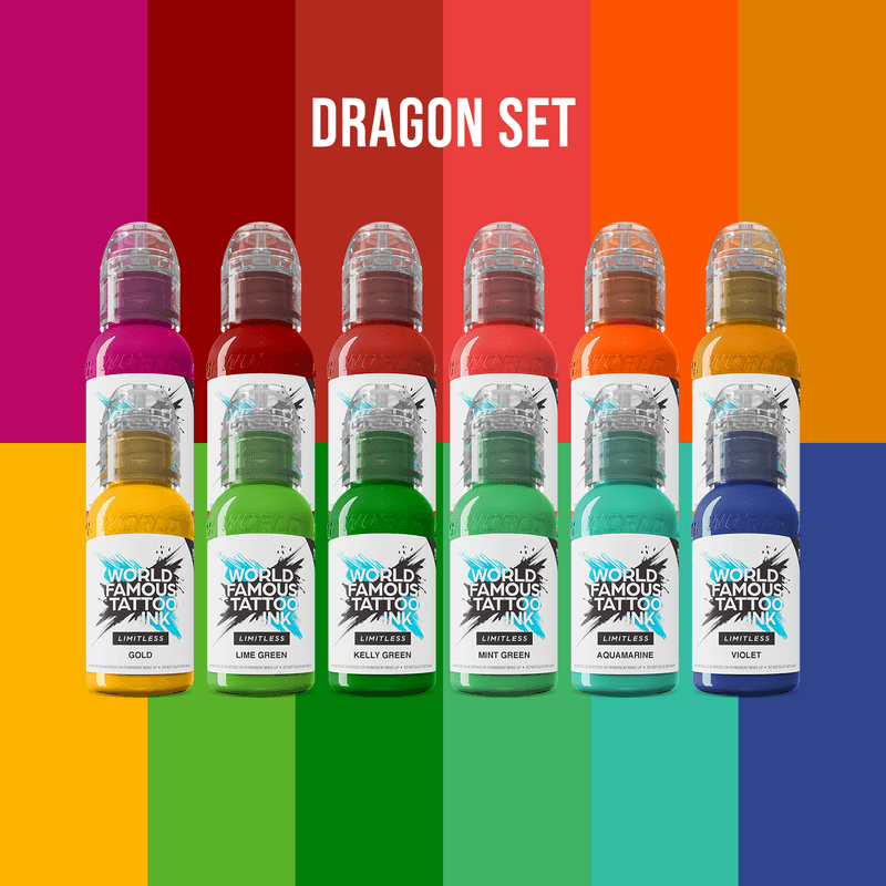 World Famous Tattoo Ink Dragon Pigment Set 12x30ml - BVShop