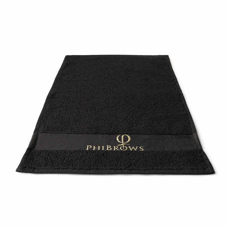 PhiBrows Black Cotton Towel 30x47cm — cotton towel laid flat
