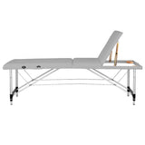 BALANCE marquesa de massagem dobrável em alumínio de três secções – Cinzenta; vista lateral com encosto elevado