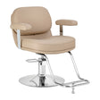 Omega Astra beige hairdressing chair with adjustable height and padded seat, designed for salon professional use.