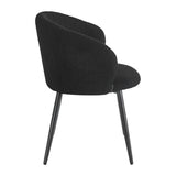 4RICO Asola black sherpa chair with rounded backrest and black metal legs