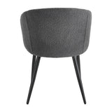 4RICO Asola grey sherpa chair with rounded backrest and black metal legs