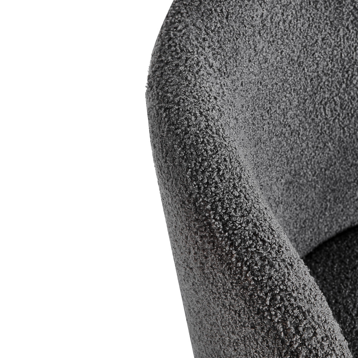 4RICO Asola grey sherpa chair with rounded backrest and black metal legs