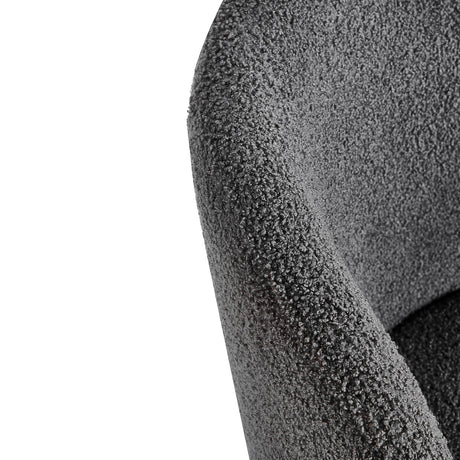 4RICO Asola grey sherpa chair with rounded backrest and black metal legs