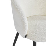 4RICO Asola white sherpa chair with rounded backrest and black metal legs