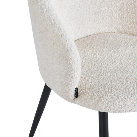4RICO Verso white sherpa chair with contoured backrest and black metal legs