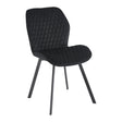 4RICO Vetro black velour chair with stitched backrest and black metal legs