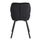 4RICO Vetro black velour chair with stitched backrest and black metal legs