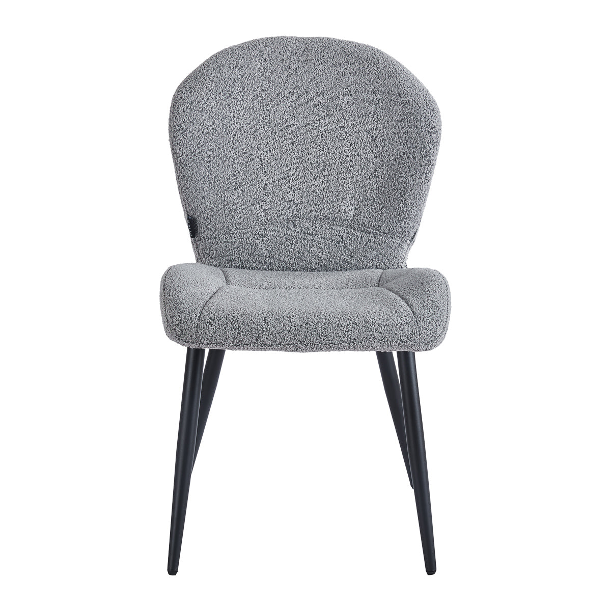 Grey sherpa reception chair with curved backrest and slim black legs