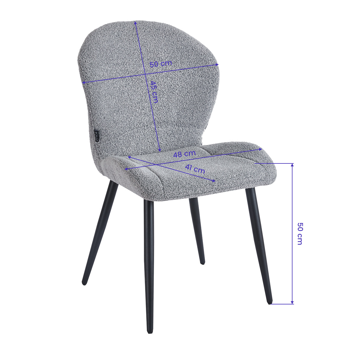 4RICO Lucente grey sherpa chair dimensions and measurements