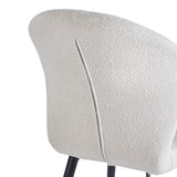 4RICO Lucente white sherpa chair with profiled backrest and black metal legs