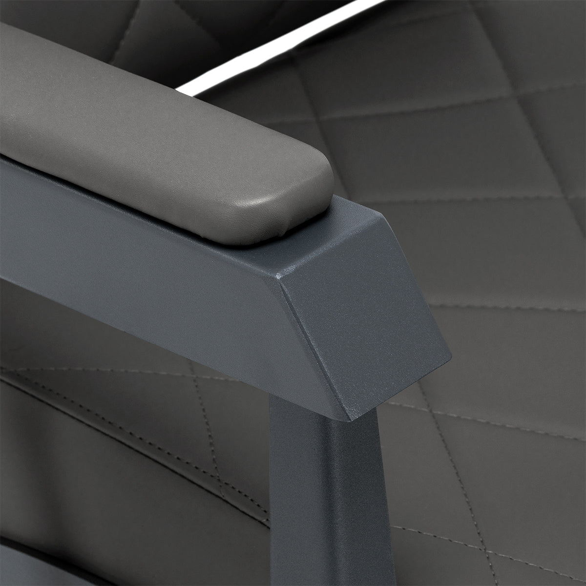 Graphite synthetic leather seat and armrests on Gabbiano Bruno chair