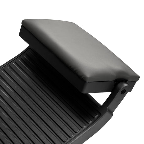 Footrest detail on Gabbiano Bruno barber chair with black base