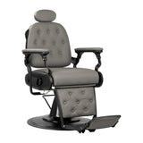 Gabbiano Francesco grey barber chair with black base, stylish barbershop furniture for professional grooming salons.